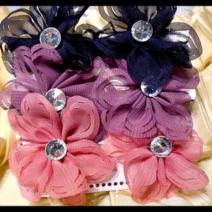 3 pair flower hair accessories